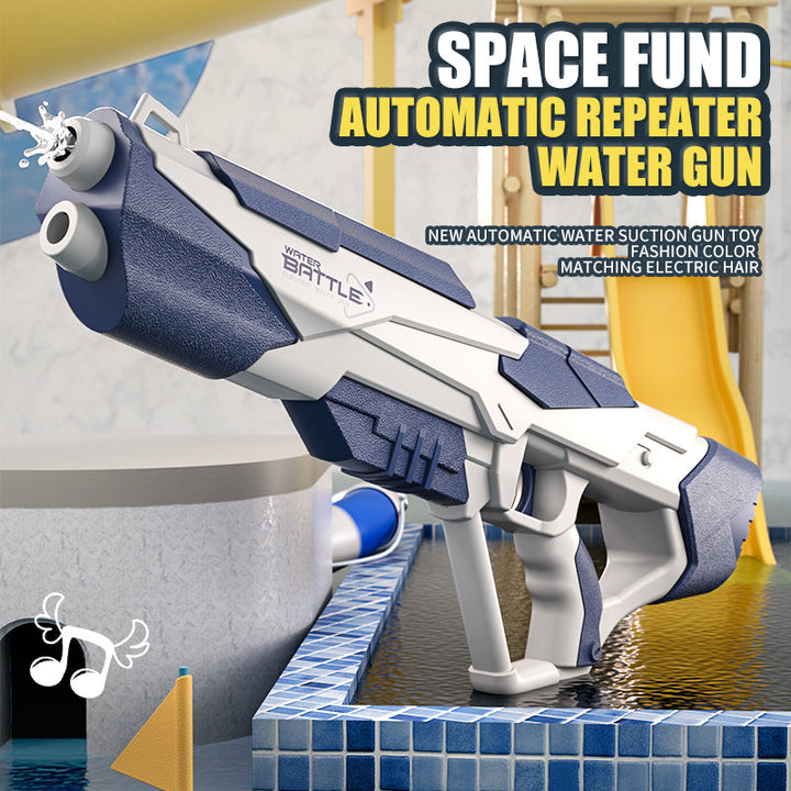 Robuste Wasserpistole mit kräftigem Strahl, großem Tank & USB-Akku, ideal für sommerliche Wasserschlachten, blau/rosa.