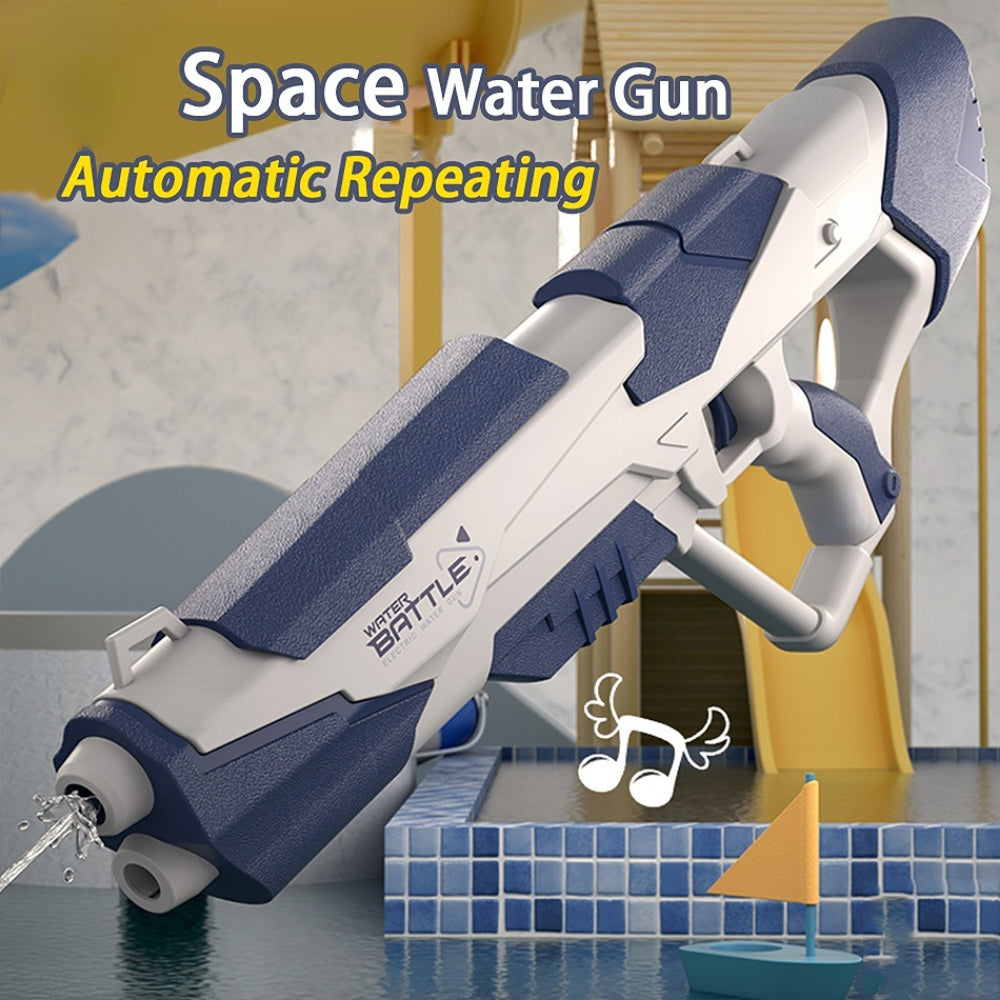 Robuste Wasserpistole mit kräftigem Strahl, großem Tank & USB-Akku, ideal für sommerliche Wasserschlachten, blau/rosa.