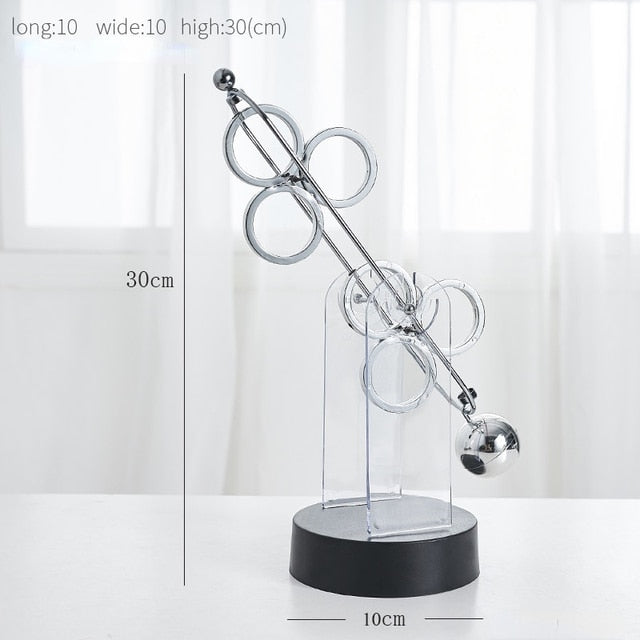 Rotierendes Perpetuum Mobile-Pendel, dekoratives Ornament mit edlem Doppel-Dreifachring-Design, still und hypnotisch.