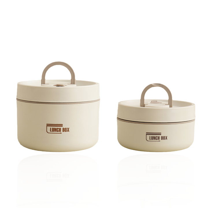 "Runde, mehrschichtige ThermoBox Lunchbox, stapelbar, mit Deckel in stilvollem Design, ideal für unterwegs"