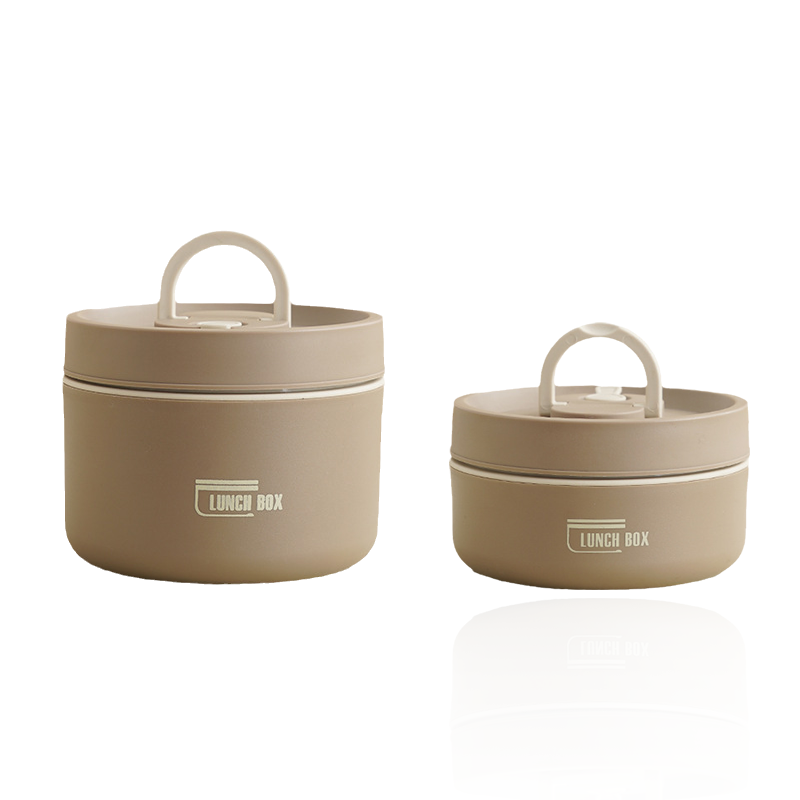 "Runde, mehrschichtige ThermoBox Lunchbox, stapelbar, mit Deckel in stilvollem Design, ideal für unterwegs"