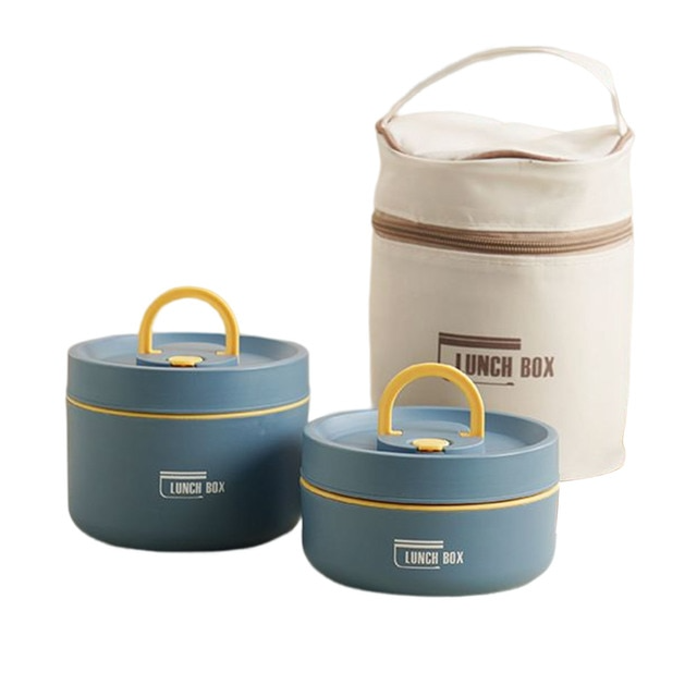 "Runde, mehrschichtige ThermoBox Lunchbox, stapelbar, mit Deckel in stilvollem Design, ideal für unterwegs"
