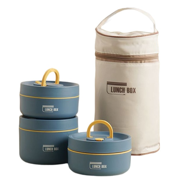 "Runde, mehrschichtige ThermoBox Lunchbox, stapelbar, mit Deckel in stilvollem Design, ideal für unterwegs"