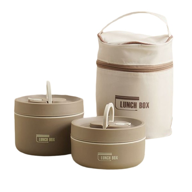 "Runde, mehrschichtige ThermoBox Lunchbox, stapelbar, mit Deckel in stilvollem Design, ideal für unterwegs"