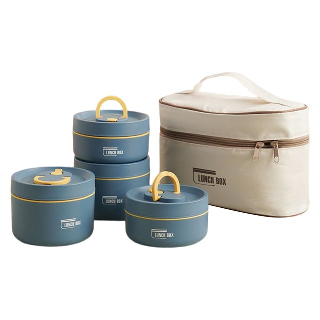 "Runde, mehrschichtige ThermoBox Lunchbox, stapelbar, mit Deckel in stilvollem Design, ideal für unterwegs"