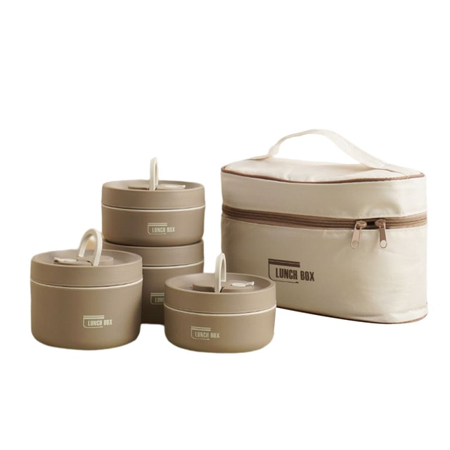 "Runde, mehrschichtige ThermoBox Lunchbox, stapelbar, mit Deckel in stilvollem Design, ideal für unterwegs"