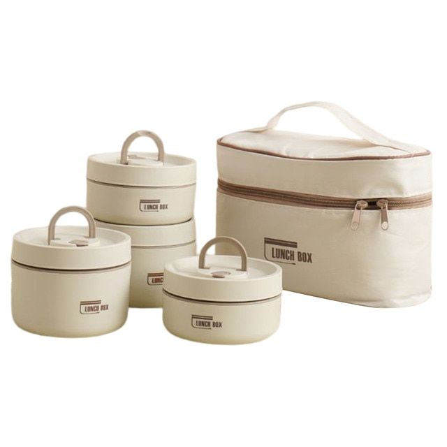 "Runde, mehrschichtige ThermoBox Lunchbox, stapelbar, mit Deckel in stilvollem Design, ideal für unterwegs"