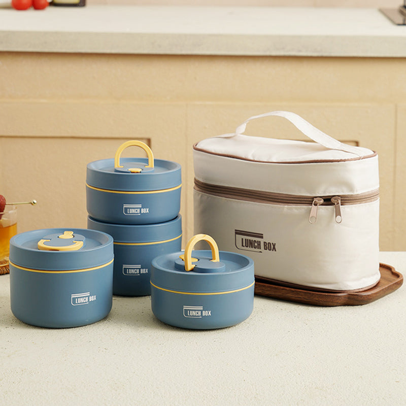 "Runde, mehrschichtige ThermoBox Lunchbox, stapelbar, mit Deckel in stilvollem Design, ideal für unterwegs"