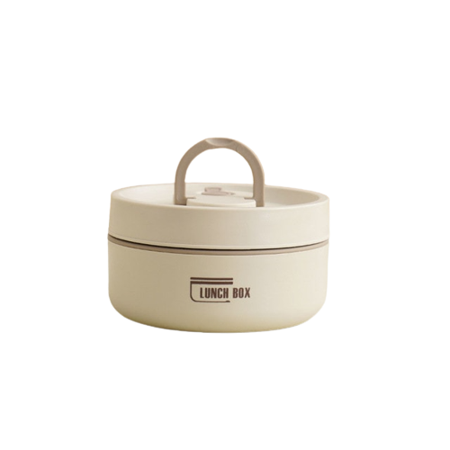 "Runde, mehrschichtige ThermoBox Lunchbox, stapelbar, mit Deckel in stilvollem Design, ideal für unterwegs"