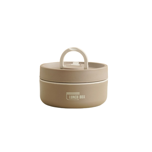 "Runde, mehrschichtige ThermoBox Lunchbox, stapelbar, mit Deckel in stilvollem Design, ideal für unterwegs"
