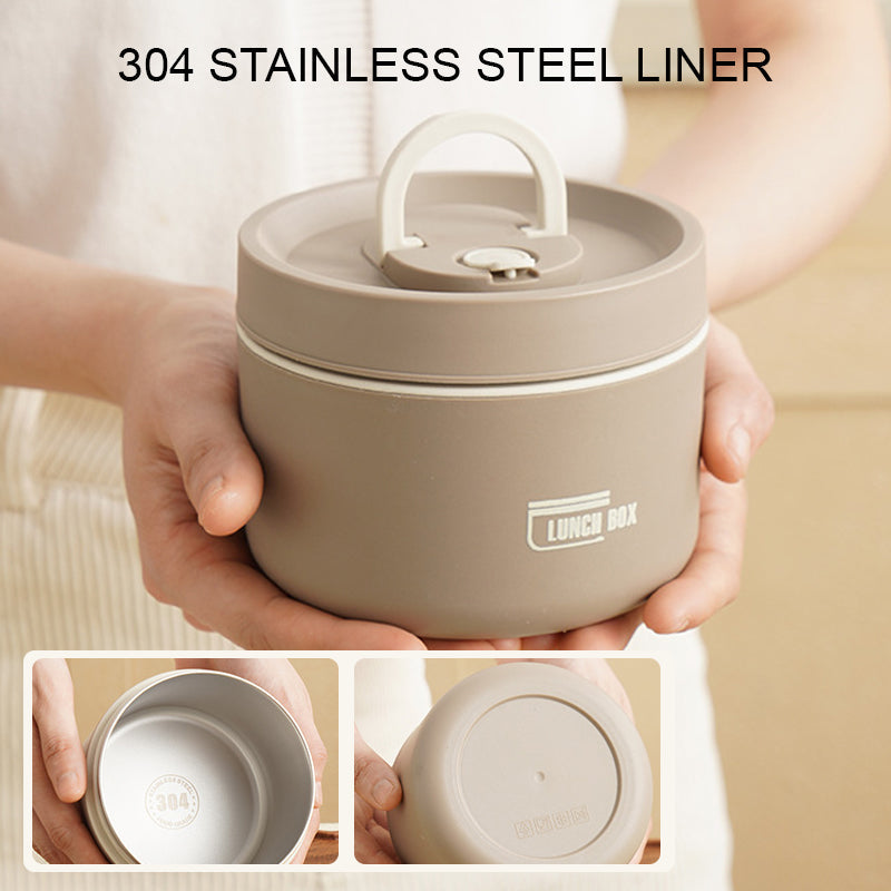 "Runde, mehrschichtige ThermoBox Lunchbox, stapelbar, mit Deckel in stilvollem Design, ideal für unterwegs"