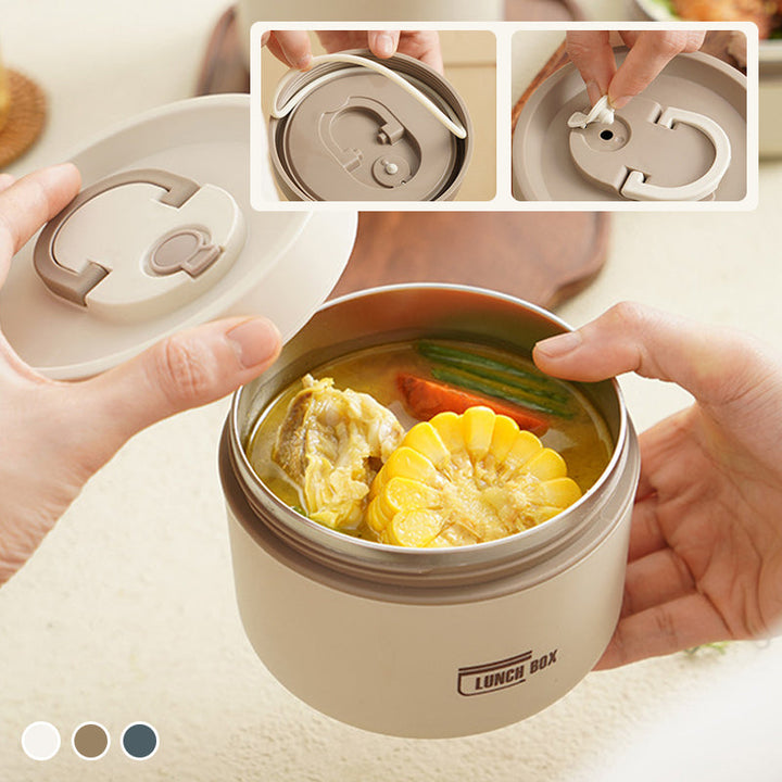"Runde, mehrschichtige ThermoBox Lunchbox, stapelbar, mit Deckel in stilvollem Design, ideal für unterwegs"
