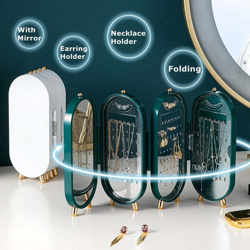 Organisateur de bijoux ovale pliable