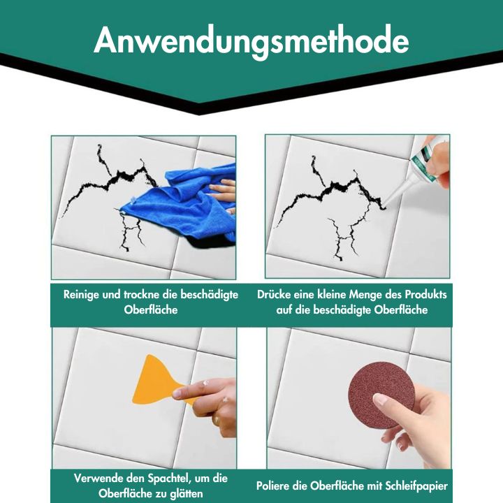 "Schnelltrocknende Keramikfliesen-Reparaturpaste, weiße Paste, Anwendung auf beschädigten Fliesen, DIY-Reparatur"