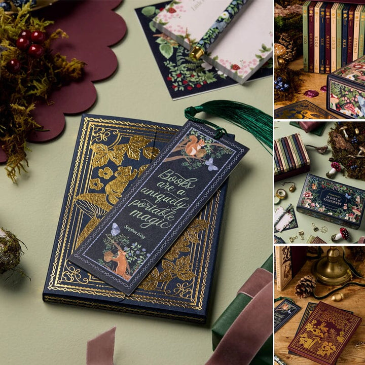 "Schreibwaren-Adventskalender im Winterwald-Design, 24-tägige Überraschungen, tiefrote Farben, für Kinder und Erwachsene"