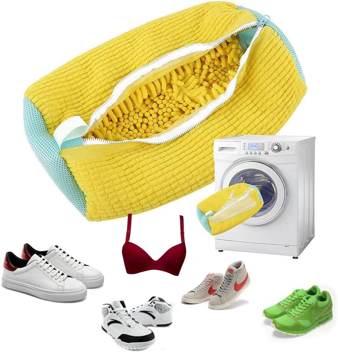 "Schuhwaschbeutel in der Waschmaschine, effizienter Schuhschutz und Reinigung, ideal für mühelose Pflege und Materialerhalt."