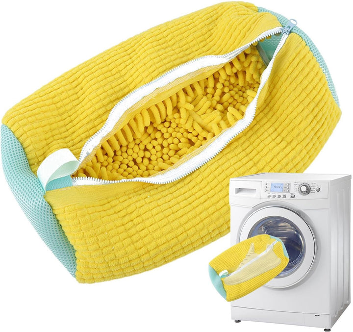 "Schuhwaschbeutel in der Waschmaschine, effizienter Schuhschutz und Reinigung, ideal für mühelose Pflege und Materialerhalt."