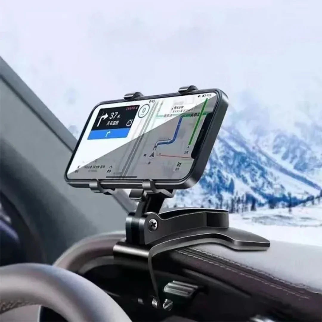 Schwarze 360° drehbare Telefonhalterung, stabil, einfach zu montieren, für Armaturenbrett im Auto, aus robustem ABS.