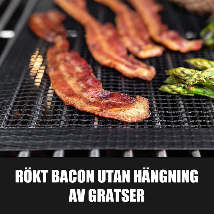 Schwarze antihaft Grillmatte für sauberes BBQ-Grillen, ideal für Fleisch und Gemüse, hitzebeständig bis 700°F, leicht zu rein