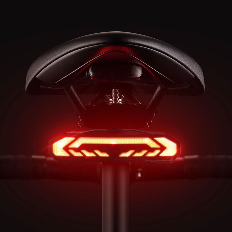 Schwarzes Rücklicht mit 31 LED und 6 Modi am Fahrradsattel, integriertem Alarm gegen Diebstahl, für verbesserte Sicherheit.
