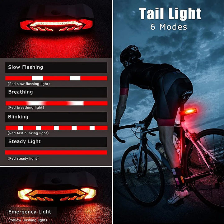 Schwarzes Rücklicht mit 31 LED und 6 Modi am Fahrradsattel, integriertem Alarm gegen Diebstahl, für verbesserte Sicherheit.