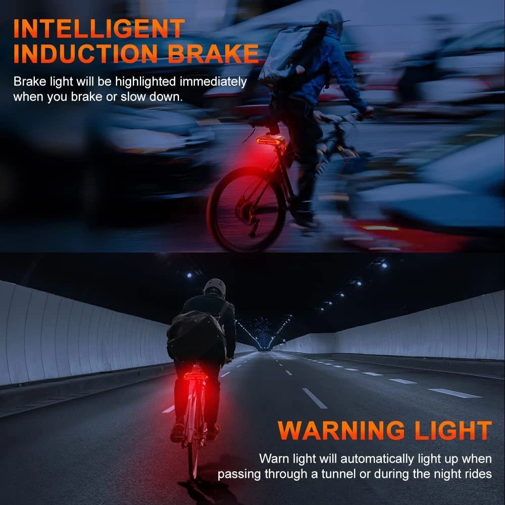 Schwarzes Rücklicht mit 31 LED und 6 Modi am Fahrradsattel, integriertem Alarm gegen Diebstahl, für verbesserte Sicherheit.