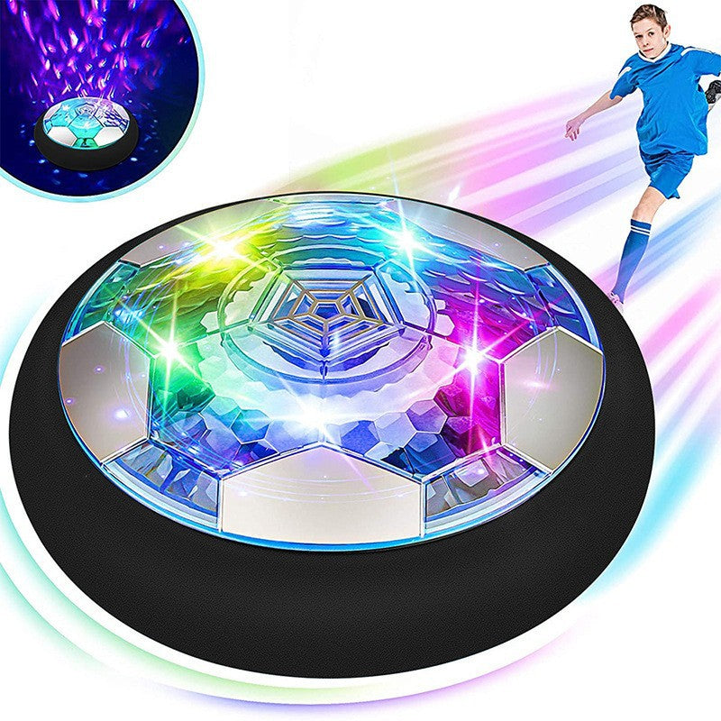 "Schwebender Luftkissen Ball mit LED-Lichtern, perfekt für Indoor-Spielspaß auf Parkett und Fliesen."