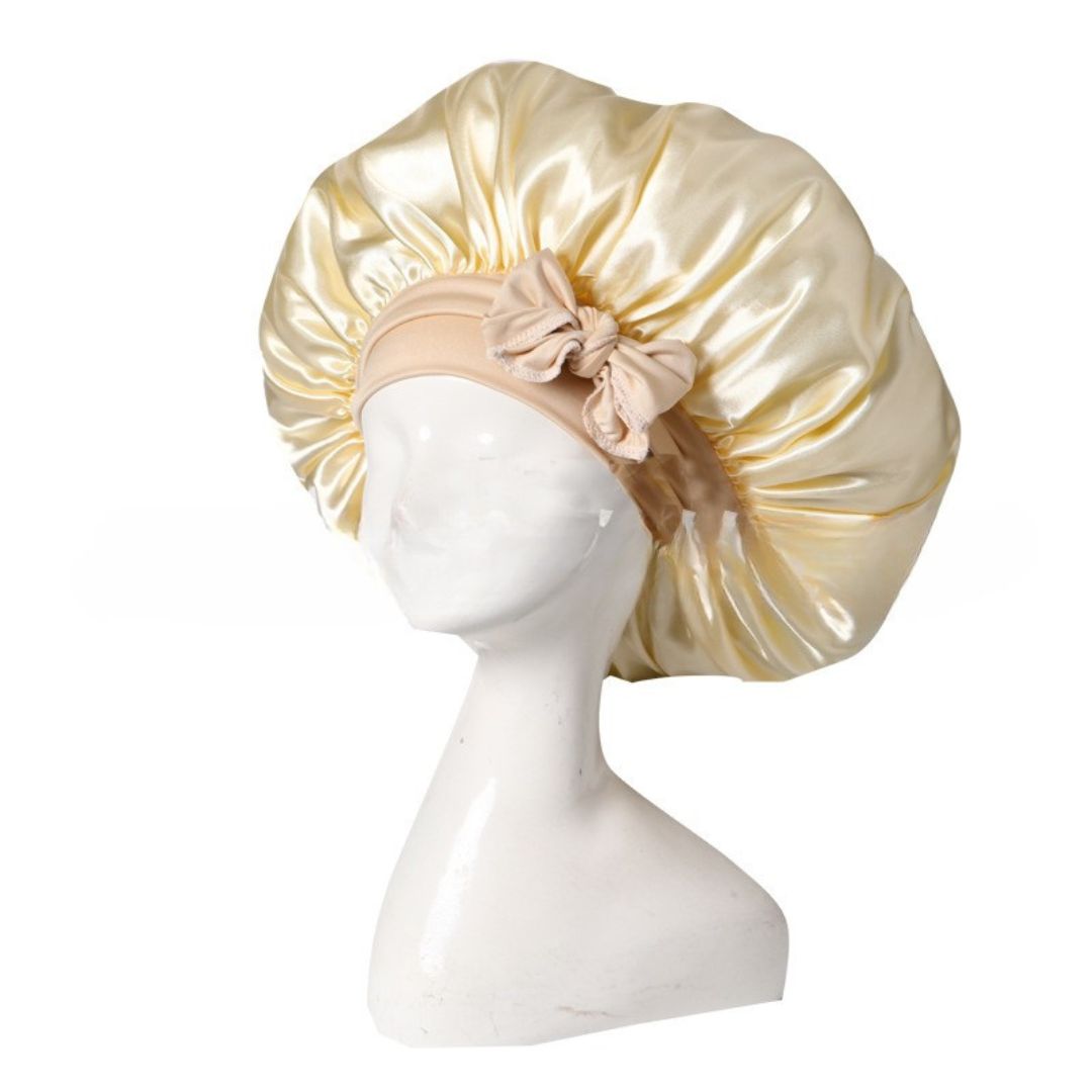 "Seidige Bonnet Schlafhaube für Haarpflege, frizzfreies Aufwachen, luxuriöser Schlafkomfort, stilvolles Design"