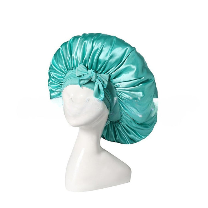"Seidige Bonnet Schlafhaube für Haarpflege, frizzfreies Aufwachen, luxuriöser Schlafkomfort, stilvolles Design"