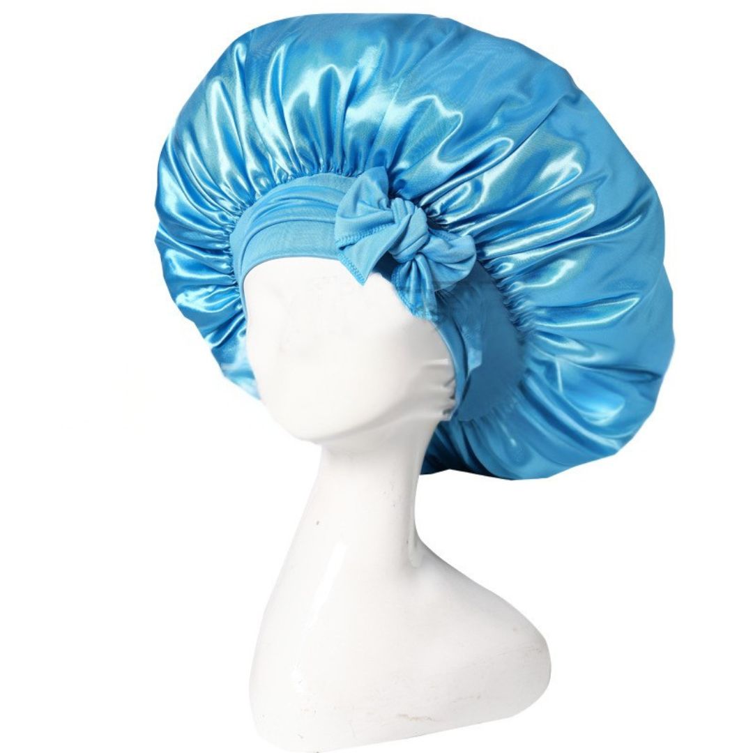 "Seidige Bonnet Schlafhaube für Haarpflege, frizzfreies Aufwachen, luxuriöser Schlafkomfort, stilvolles Design"