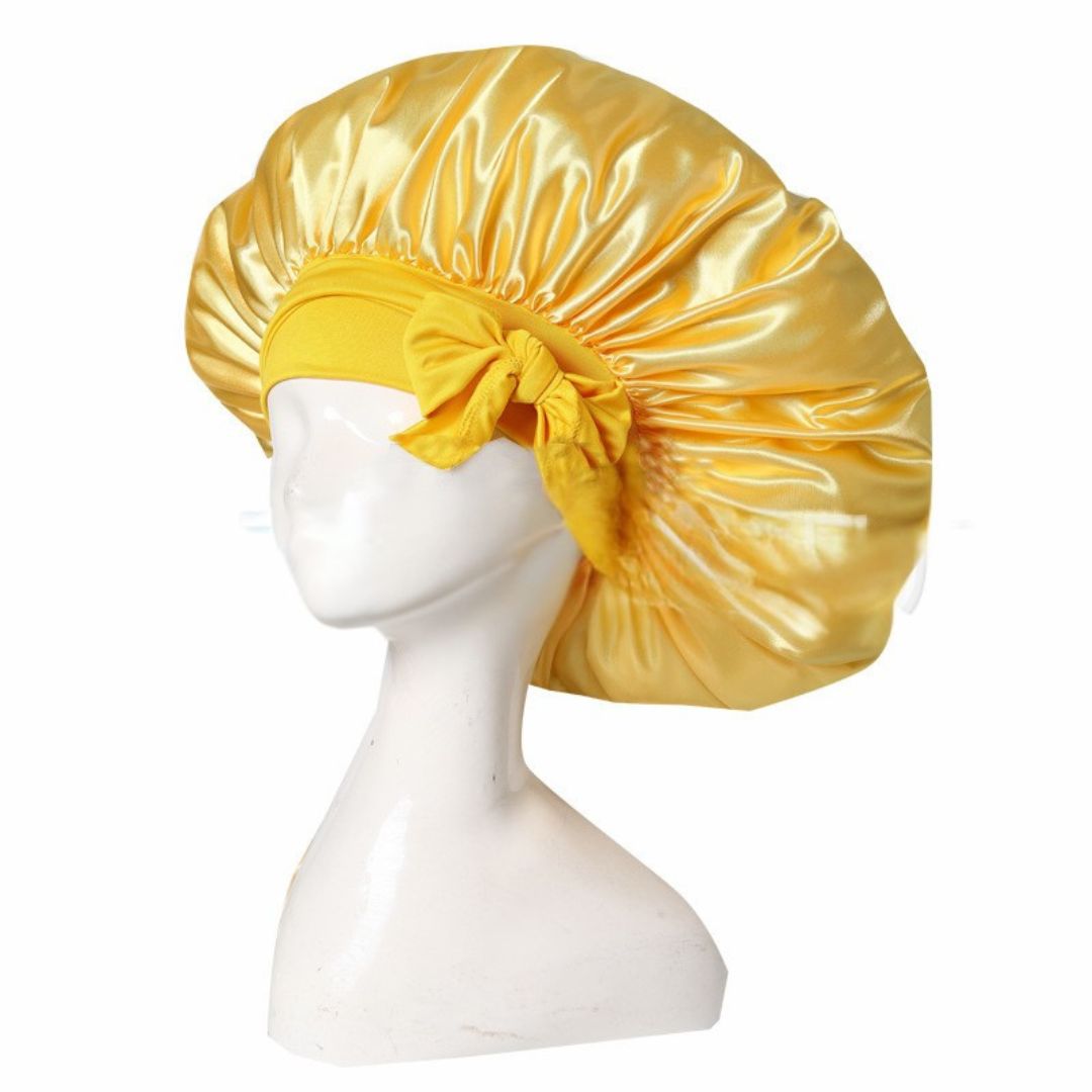 "Seidige Bonnet Schlafhaube für Haarpflege, frizzfreies Aufwachen, luxuriöser Schlafkomfort, stilvolles Design"