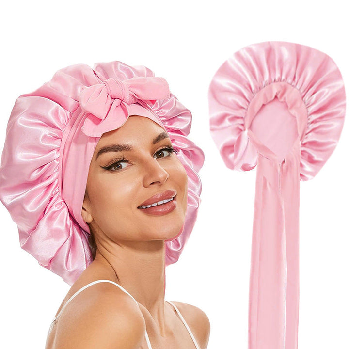 "Seidige Bonnet Schlafhaube für Haarpflege, frizzfreies Aufwachen, luxuriöser Schlafkomfort, stilvolles Design"