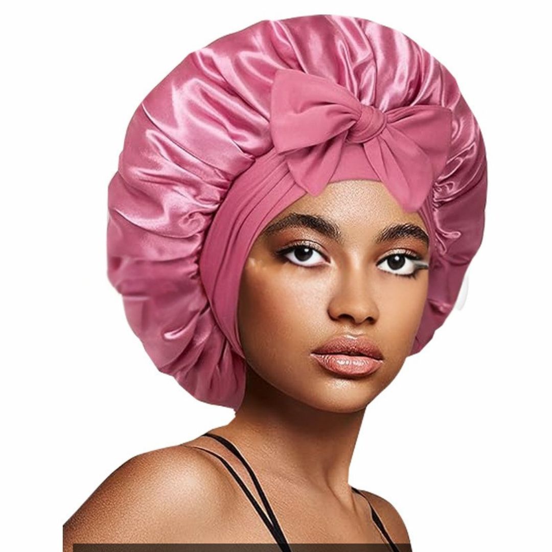 "Seidige Bonnet Schlafhaube für Haarpflege, frizzfreies Aufwachen, luxuriöser Schlafkomfort, stilvolles Design"