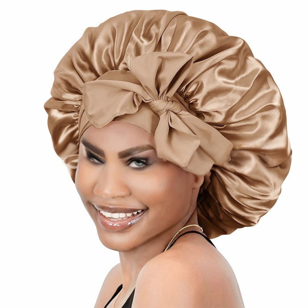 "Seidige Bonnet Schlafhaube für Haarpflege, frizzfreies Aufwachen, luxuriöser Schlafkomfort, stilvolles Design"
