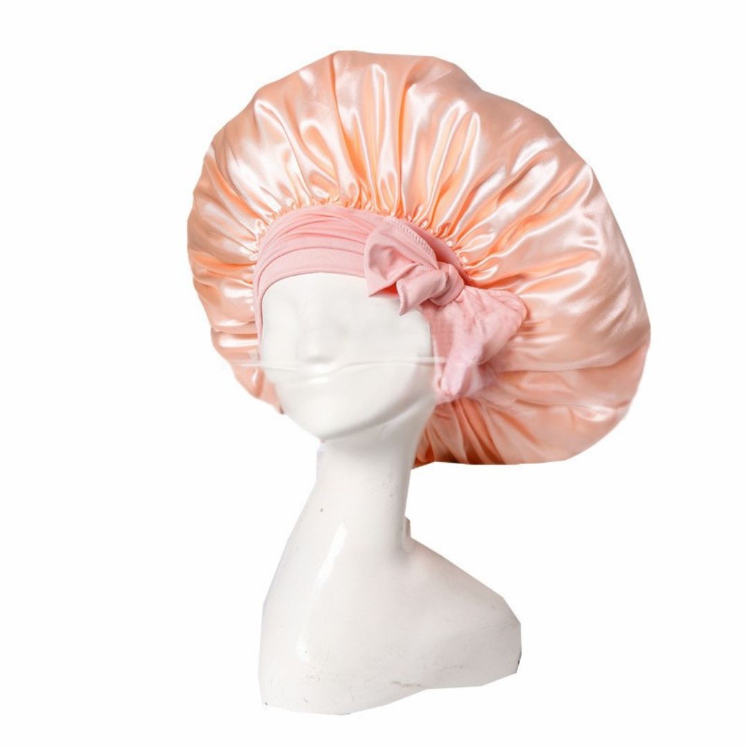 "Seidige Bonnet Schlafhaube für Haarpflege, frizzfreies Aufwachen, luxuriöser Schlafkomfort, stilvolles Design"