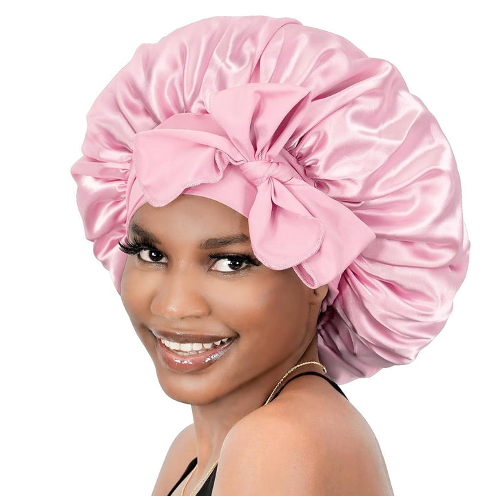 "Seidige Bonnet Schlafhaube für Haarpflege, frizzfreies Aufwachen, luxuriöser Schlafkomfort, stilvolles Design"