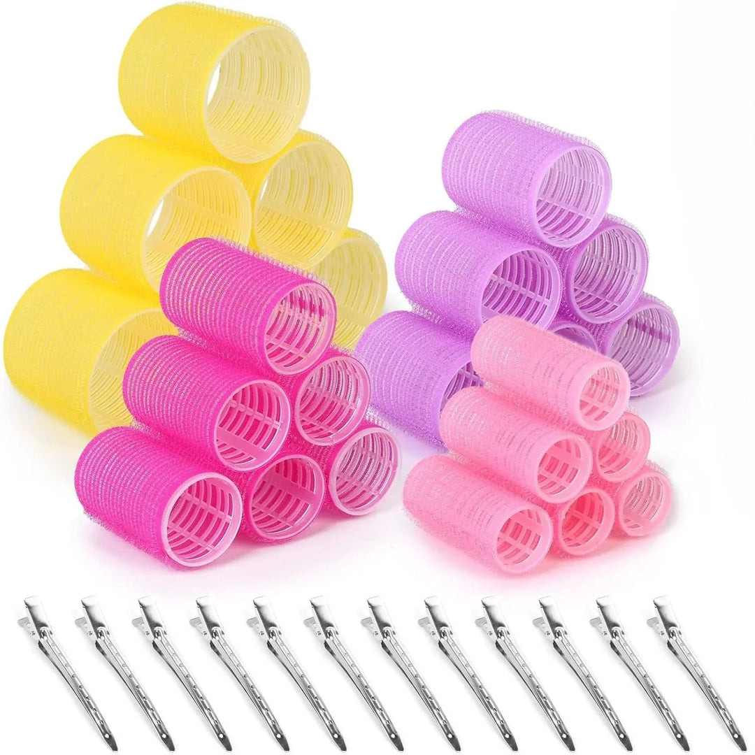 "Selbstklebende Haarwickler in verschiedenen Größen für voluminöse, langanhaltende Locken ohne Hitzeschäden, Beauty-Produkt."
