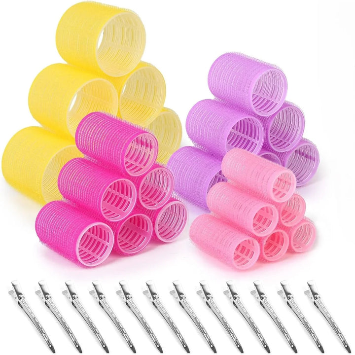 "Selbstklebende Haarwickler in verschiedenen Größen für voluminöse, langanhaltende Locken ohne Hitzeschäden, Beauty-Produkt."
