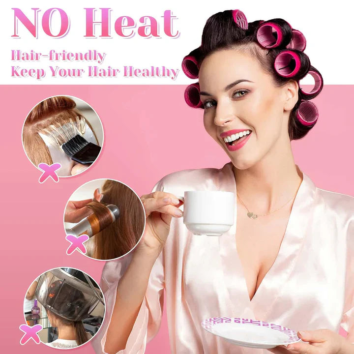 "Selbstklebende Haarwickler in verschiedenen Größen für voluminöse, langanhaltende Locken ohne Hitzeschäden, Beauty-Produkt."