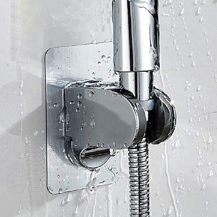 "Selbstklebender Duschkopfhalter, verstellbar, aus ABS-Kunststoff, auf Glaswand angebracht, moderner Stil"