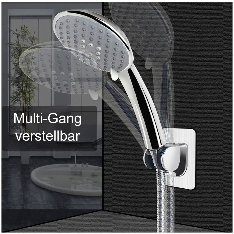 "Selbstklebender Duschkopfhalter, verstellbar, aus ABS-Kunststoff, auf Glaswand angebracht, moderner Stil"