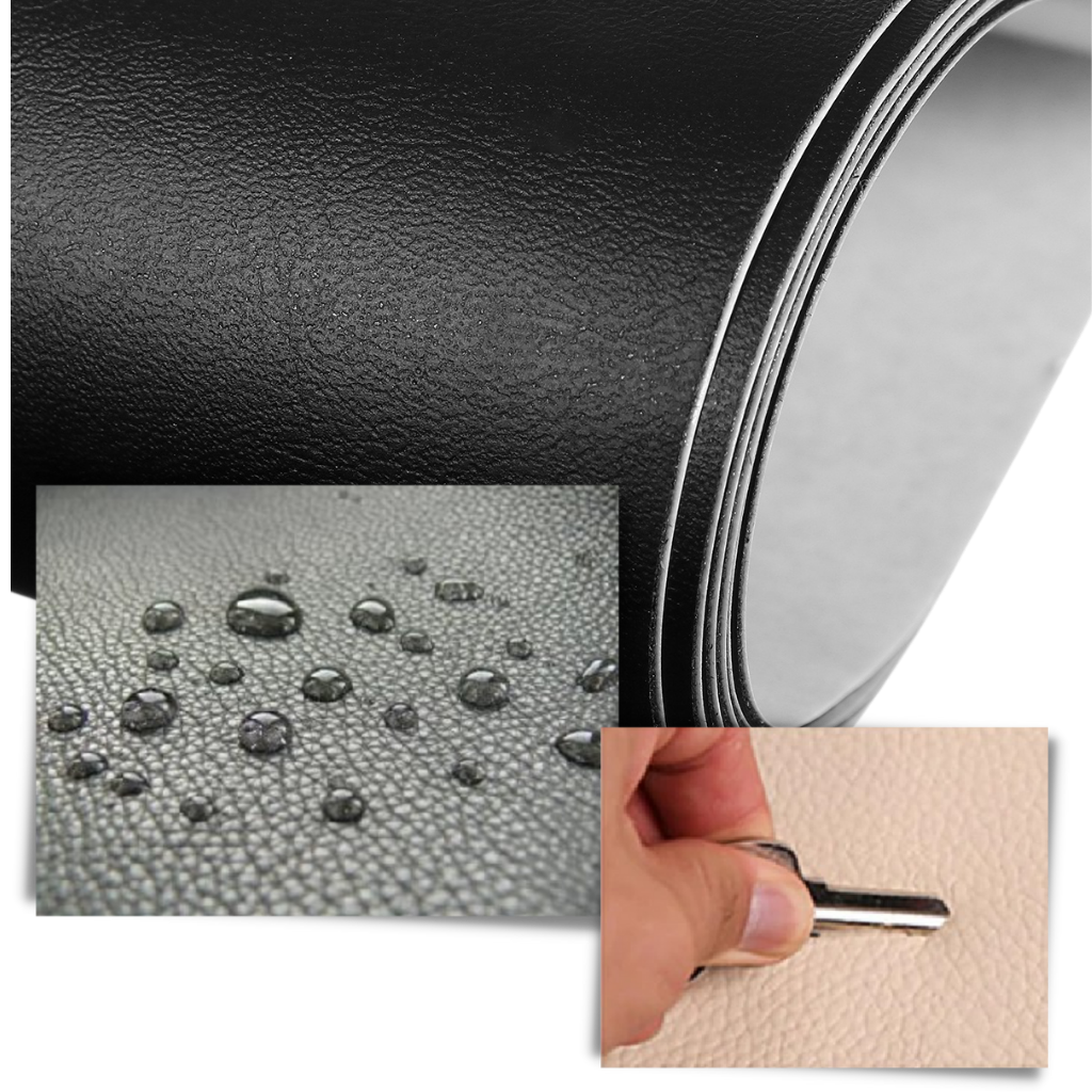Selbstklebender Lederflicken, ideal für Möbel- und Kleidungsreparatur, in Schwarz, robustes Kunstleder, einfach anzubringen.