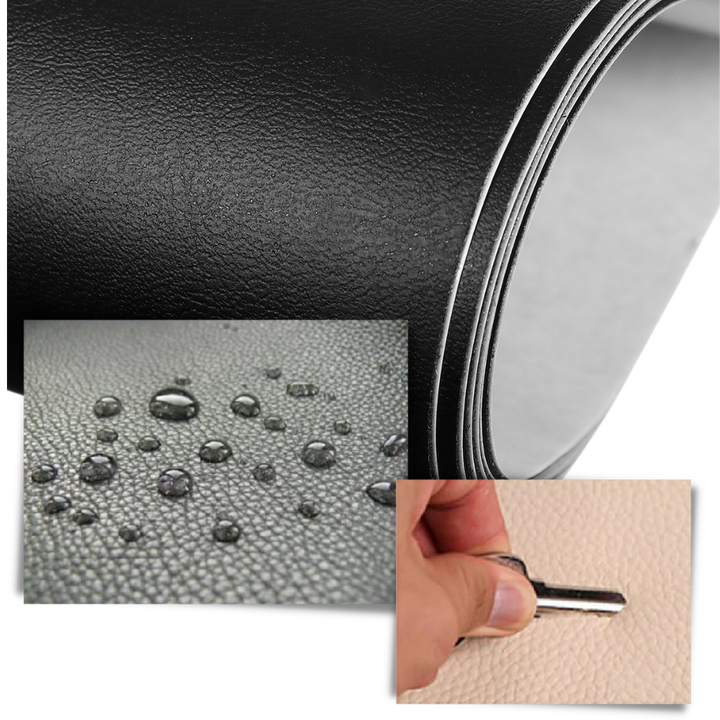 Selbstklebender Lederflicken, ideal für Möbel- und Kleidungsreparatur, in Schwarz, robustes Kunstleder, einfach anzubringen.