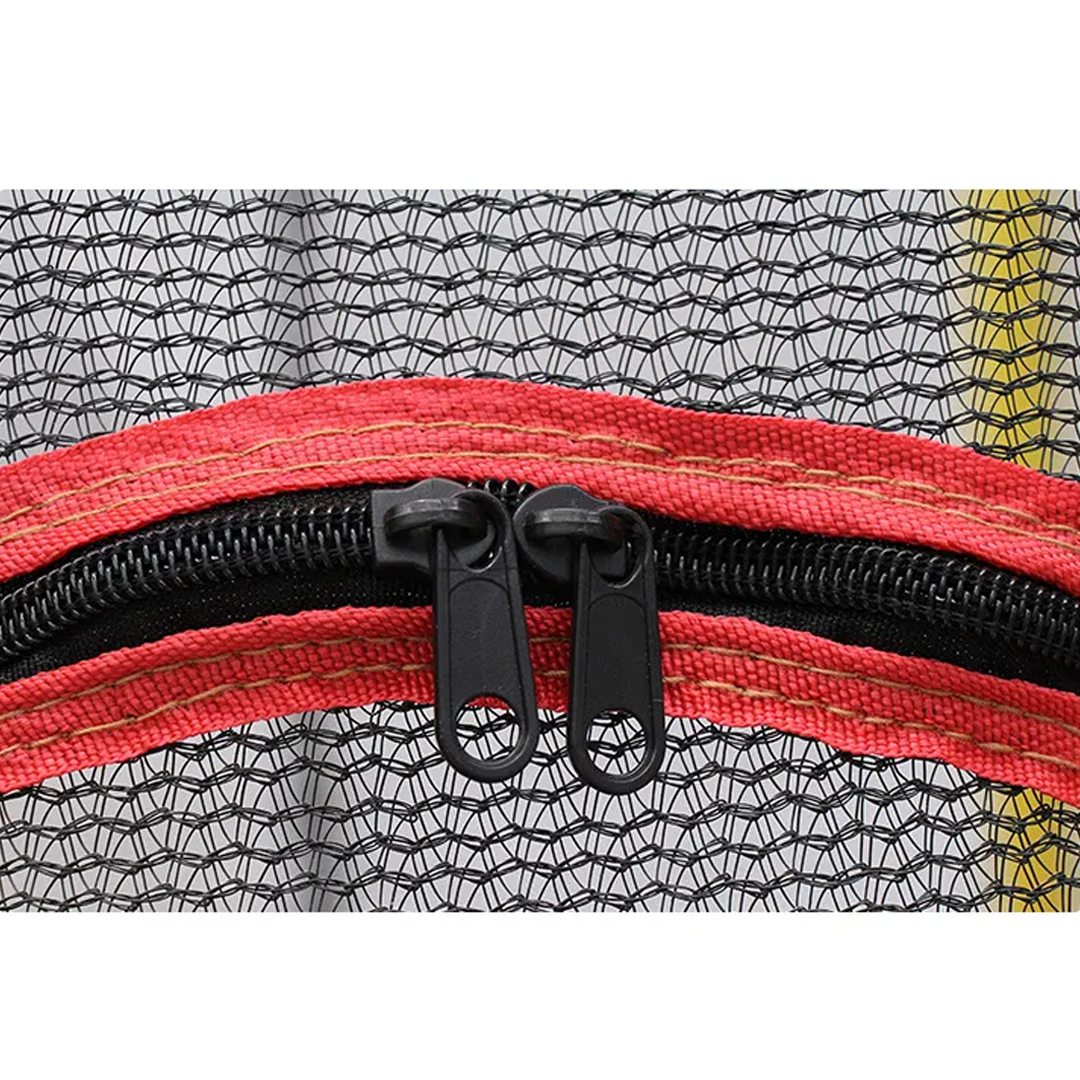 "Sicheres Kindertrampolin mit robustem Rahmen, Schutzrand und Netz; ideal für draußen, geeignet bis 100 kg, einfach montierba