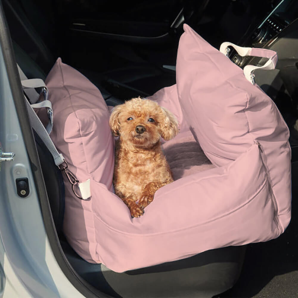 "Sicheres und wasserdichtes Hundeautositzbett mit Schutzkissen und Komfort, ideal für Reisen und leicht zu reinigen."