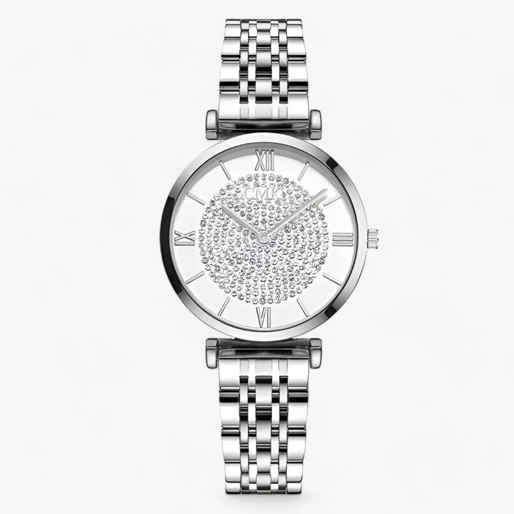 Silberne und goldene Luxus Damen-Armbanduhr, elegant und stilvoll, ideal für jedes Outfit. Hochwertige, minimalistische Uhr.