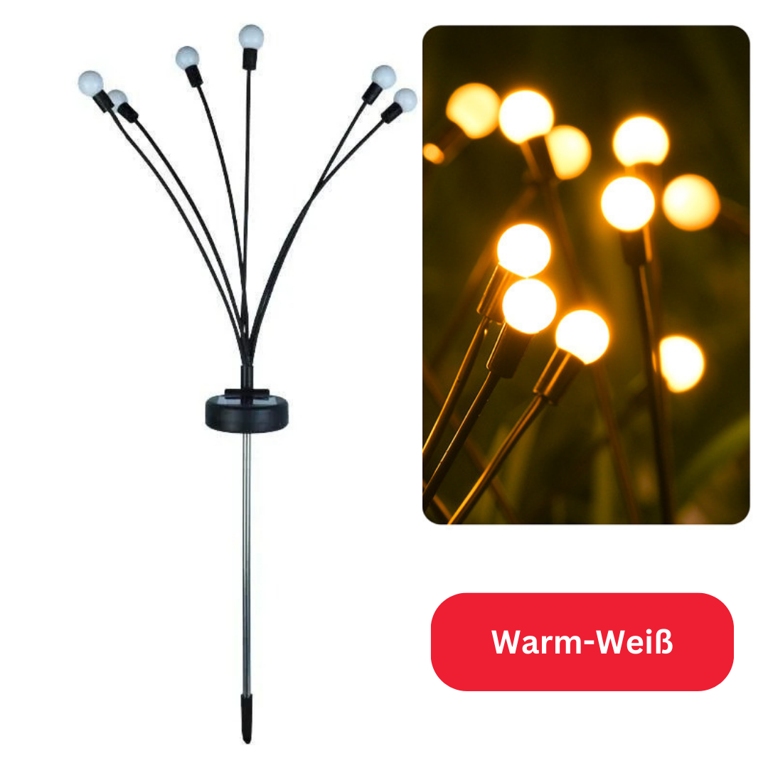Solar-Glühwürmchen-Gartenlichter leuchten in warmem Licht, energieeffizient & wetterfest, verwandeln Garten in Lichtoase.