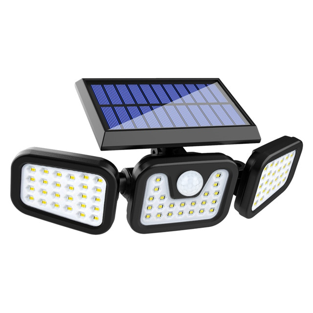 "Solar LED Flutlicht mit 3-Strahler, wetterfest, mit Bewegungsmelder, ideal für Garten, Hof und Garage, energiesparend"