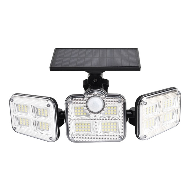 "Solar LED Flutlicht mit 3-Strahler, wetterfest, mit Bewegungsmelder, ideal für Garten, Hof und Garage, energiesparend"