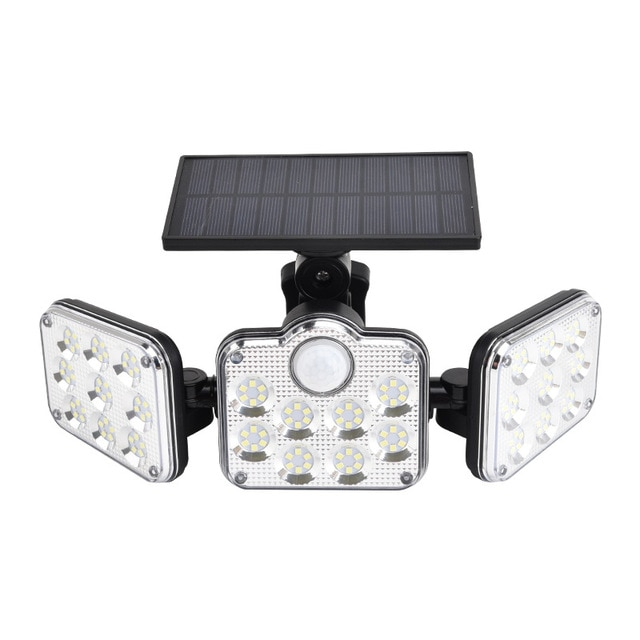 "Solar LED Flutlicht mit 3-Strahler, wetterfest, mit Bewegungsmelder, ideal für Garten, Hof und Garage, energiesparend"